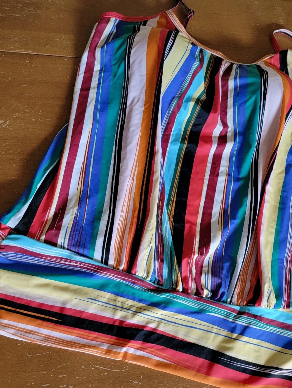 Plus-Size Multicolor Striped Blouson Tankini Top Sz 2X NWT - Picture 4 of 10